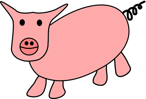 Cartoon Pig Simple Illustration PNG with transparent background