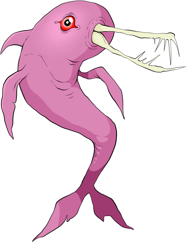 Cartoon Pink Dolphinwith Narwhal Tusk