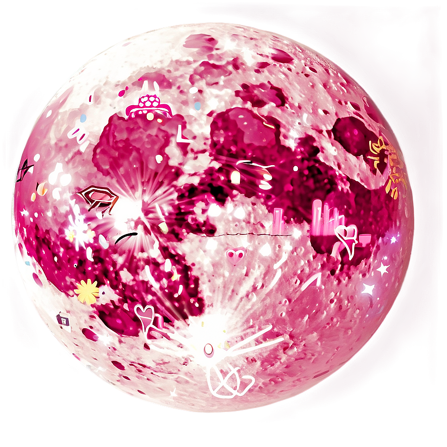 Cartoon Pink Moon Image Png 06252024