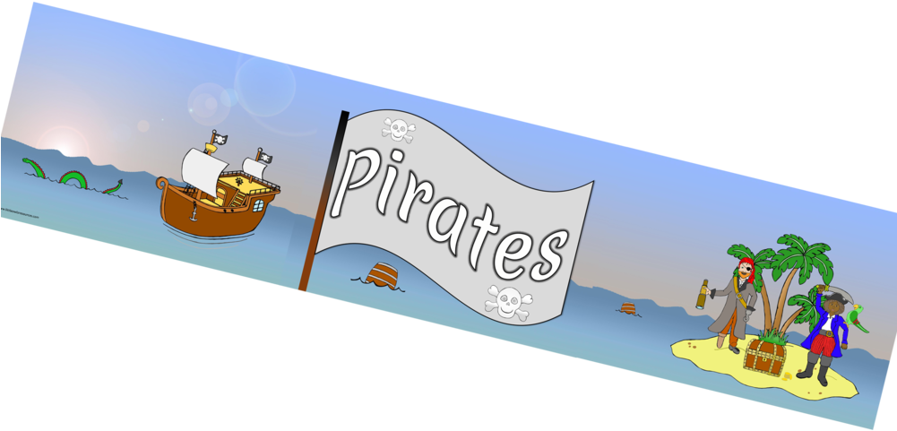 Cartoon Pirate Adventure Scene