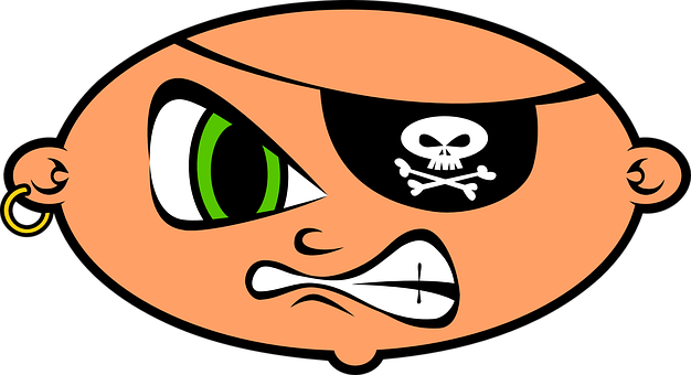 Cartoon Pirate Face Graphic PNG with transparent background