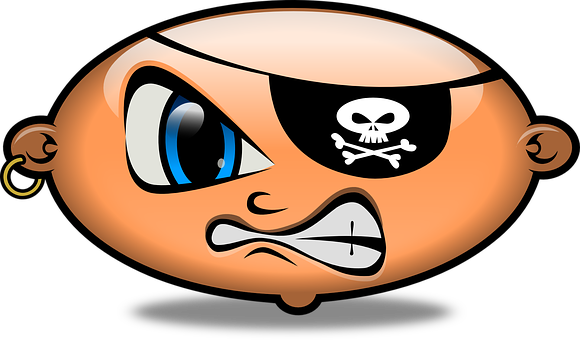 Cartoon Pirate Face Graphic PNG with transparent background
