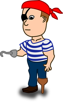 Cartoon Piratewith Eye Patchand Hook PNG with transparent background