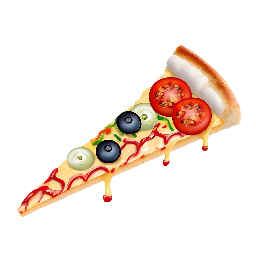 Cartoon Pizza With Toppings Png Uvi3