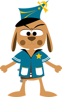 Cartoon Police Dog Character PNG with transparent background