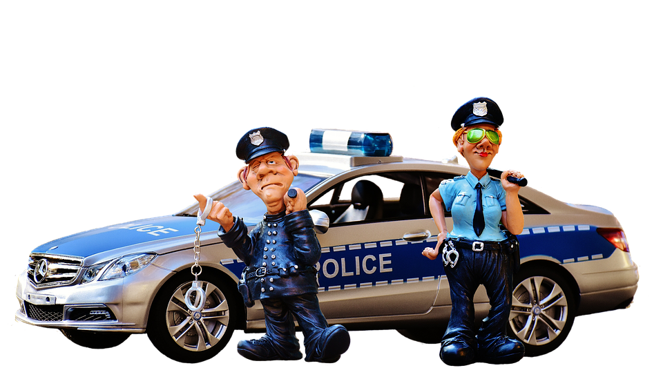 Cartoon Police Figuresand Patrol Car PNG with transparent background