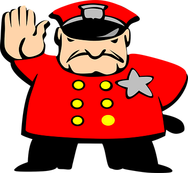 Cartoon Police Officer Gesture Stop