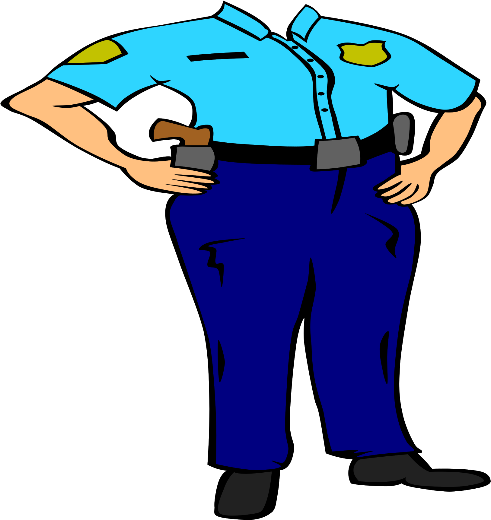 Cartoon Policeman Standing Confidently