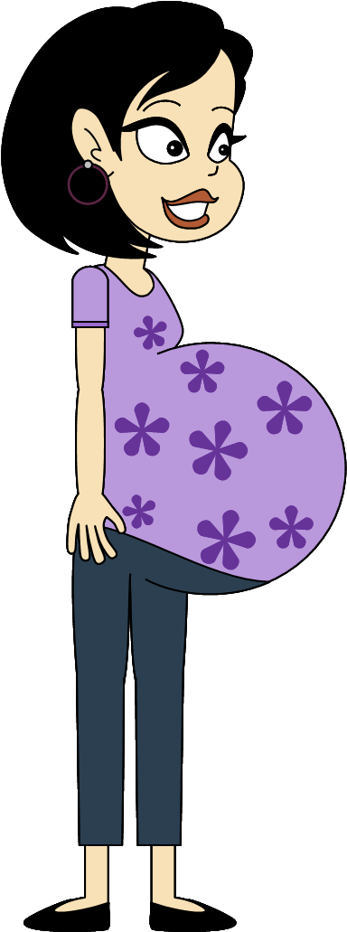 Cartoon Pregnant Woman Smiling