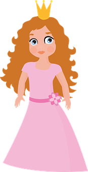 Cartoon Princessin Pink Dress PNG with transparent background