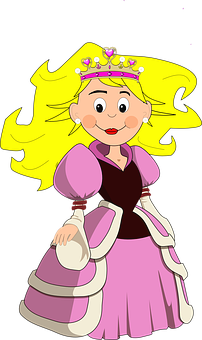 Cartoon Princessin Pink Dress PNG with transparent background