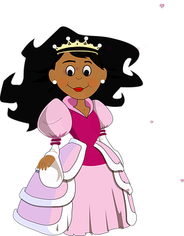 Cartoon Princessin Pink Dress PNG with transparent background