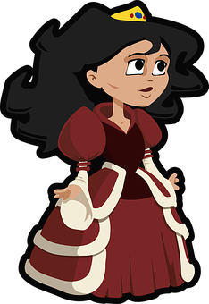 Cartoon Princessin Red Dress PNG with transparent background