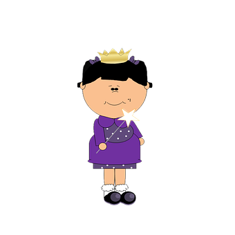 Cartoon Princesswith Wandand Crown PNG with transparent background