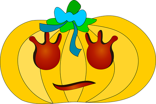 Cartoon Pumpkin With Bow PNG with transparent background