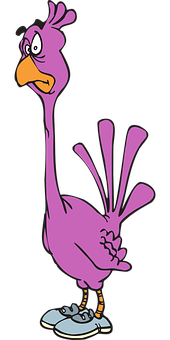 Cartoon Purple Bird Character