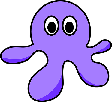 Cartoon Purple Octopus Graphic PNG with transparent background