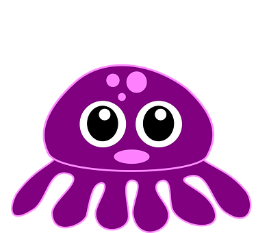 Cartoon Purple Octopus Vector PNG with transparent background