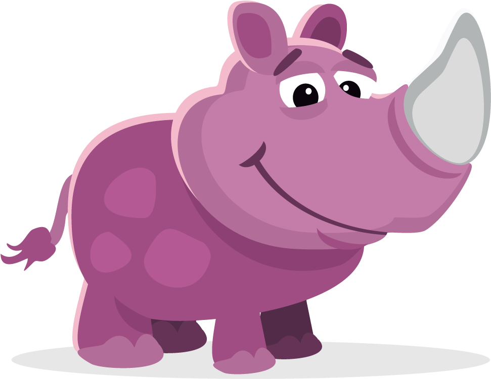 Cartoon Purple Rhino Smiling.png