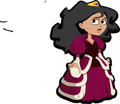 Cartoon Queen Character PNG with transparent background