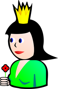 Cartoon Queen With Flower PNG with transparent background