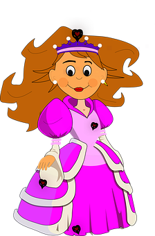 Cartoon Queenin Pink Dress PNG with transparent background