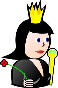 Cartoon Queenwith Scepterand Flower PNG with transparent background