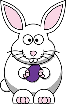 Cartoon Rabbit Holding Egg.jpg PNG with transparent background