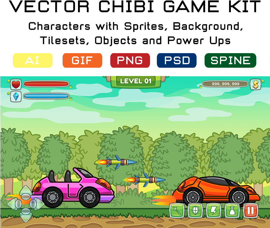 Cartoon Racing Cars Game Interface