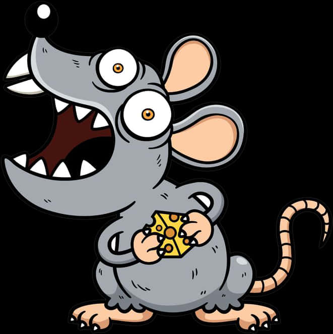 Cartoon Rat Holding Cheese