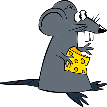 Cartoon Rat Holding Cheese PNG with transparent background