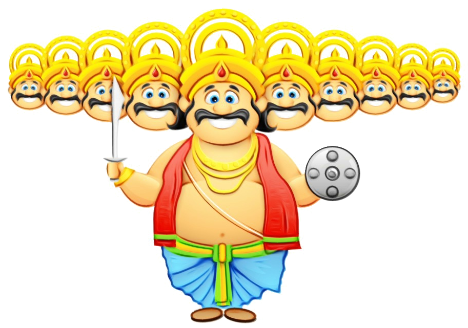 Cartoon Ravanawith Ten Heads Dussehra Celebration