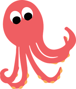Cartoon Red Octopus Graphic PNG with transparent background