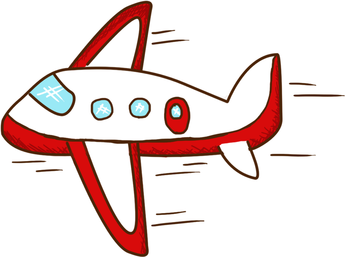 Cartoon Red White Airplane