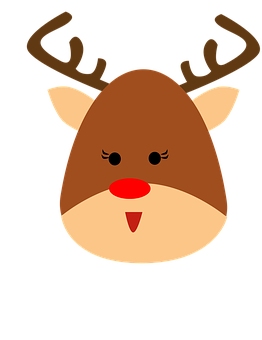 Cartoon Reindeer Face Graphic PNG with transparent background