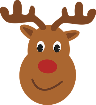 Cartoon Reindeer Head Vector PNG with transparent background