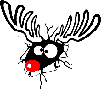 Cartoon Reindeer Red Nose PNG with transparent background