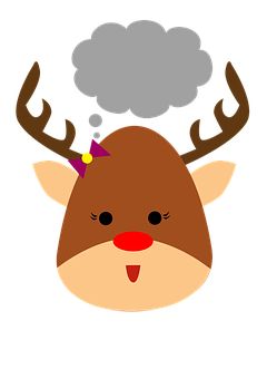 Cartoon Reindeer Thinking Bubble PNG with transparent background