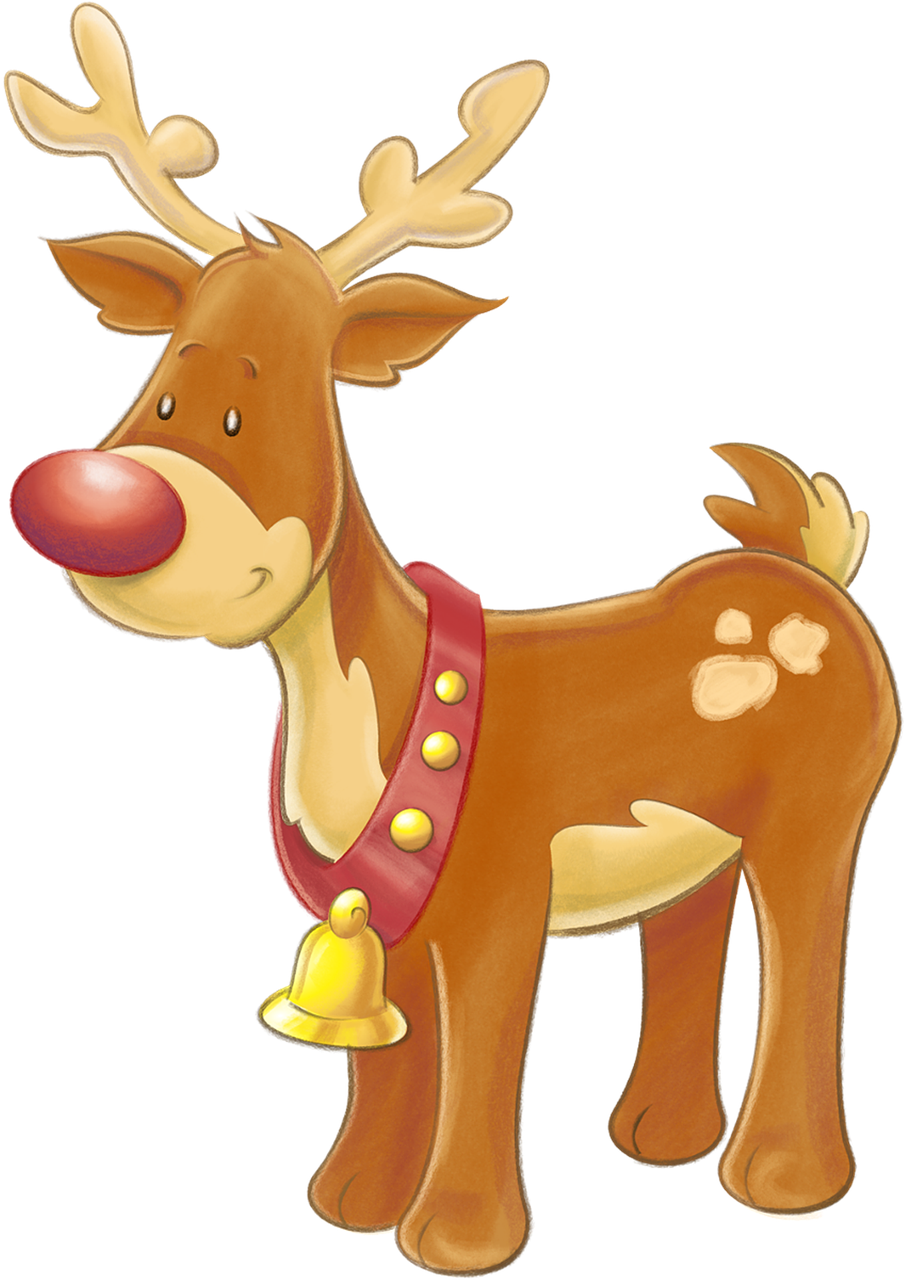 Cartoon Reindeerwith Red Nose