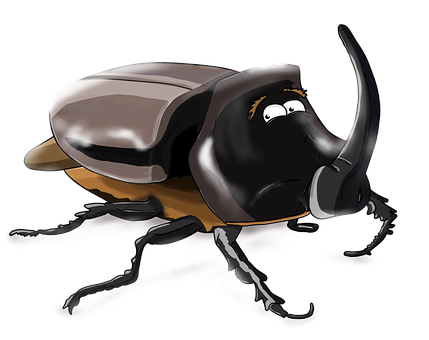 Cartoon Rhinoceros Beetle Illustration PNG with transparent background