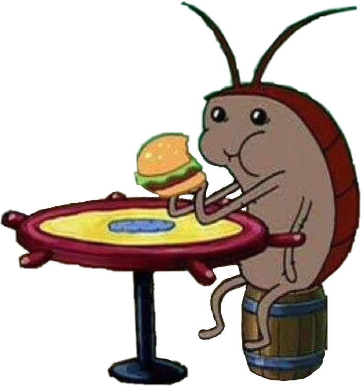 Cartoon Roach Eating Burger