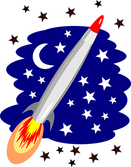 Cartoon Rocket In Space PNG with transparent background
