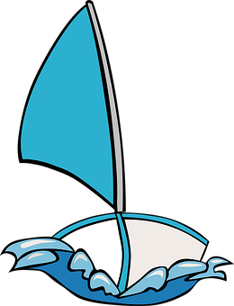 Cartoon Sailboat Graphic PNG with transparent background