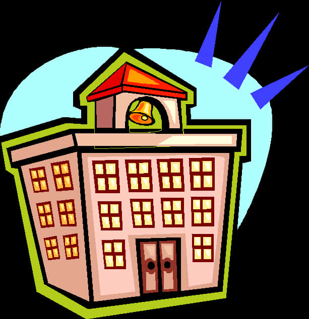 Cartoon School Building Illustration