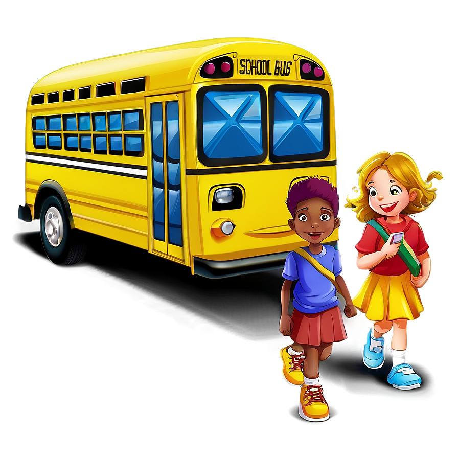 Cartoon School Bus Illustration PNG arc47 PNG image with a transparent background, free high-resolution download