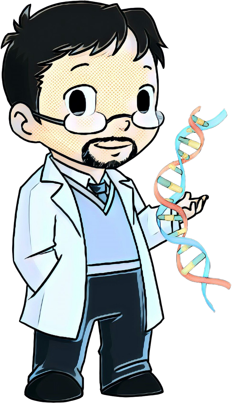 Cartoon Scientist Holding D N A Helix.png