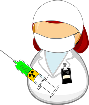 Cartoon Scientist With Hazardous Materials