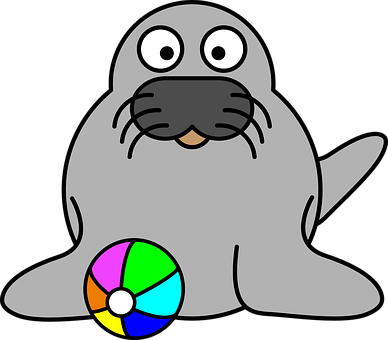 Cartoon Seal With Beach Ball PNG image with a transparent background, free high-resolution download
