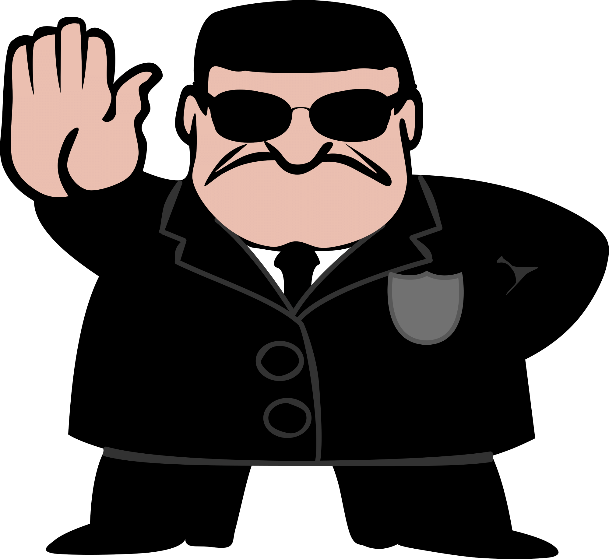 Cartoon Security Agent Gesture