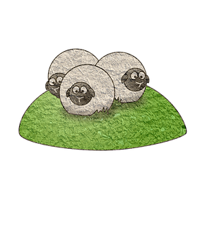 Cartoon Sheep On Green Hill PNG with transparent background